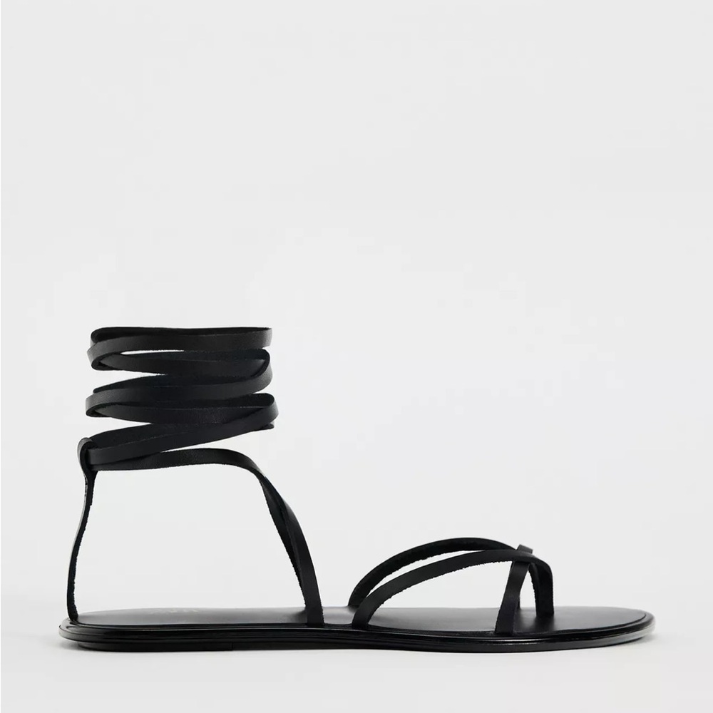 Zara Black Lace Up Sandals